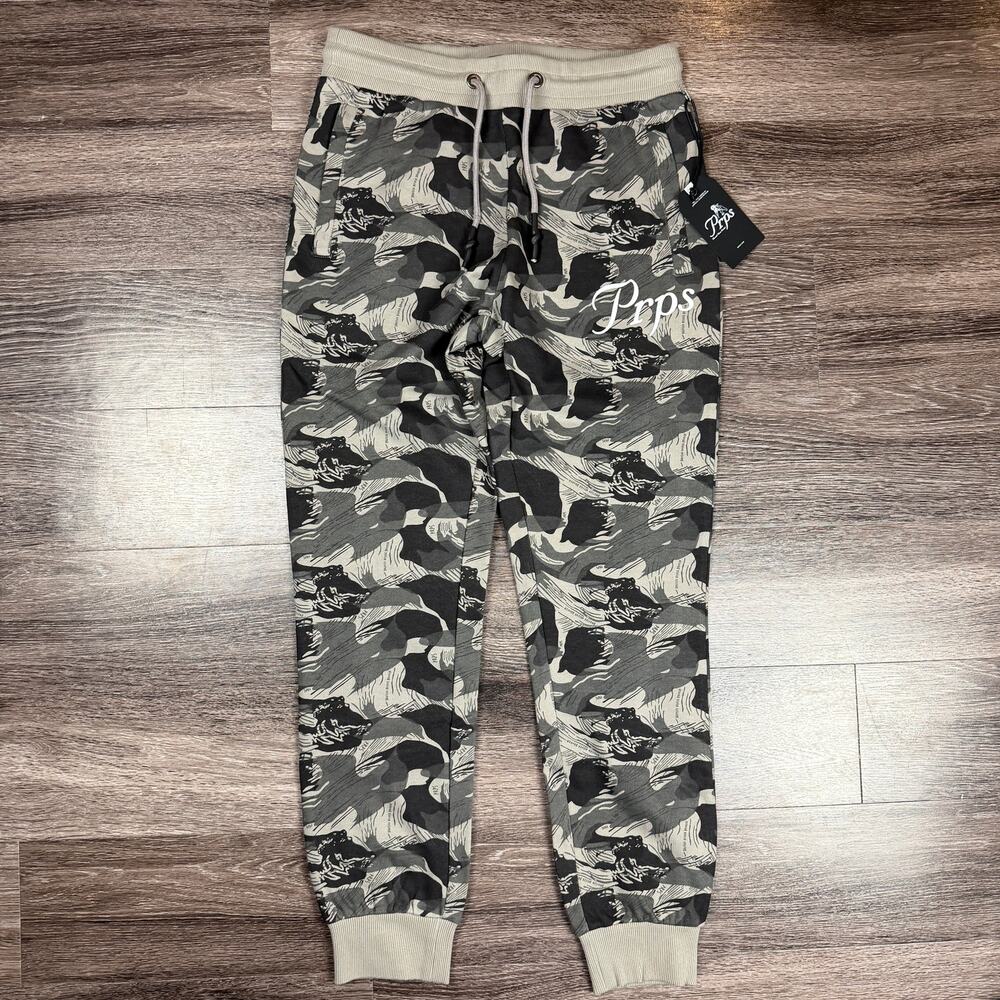 PRPS Joggers Men's XL Sweatpants Camouflage Drawstring Logo Streetwear Black